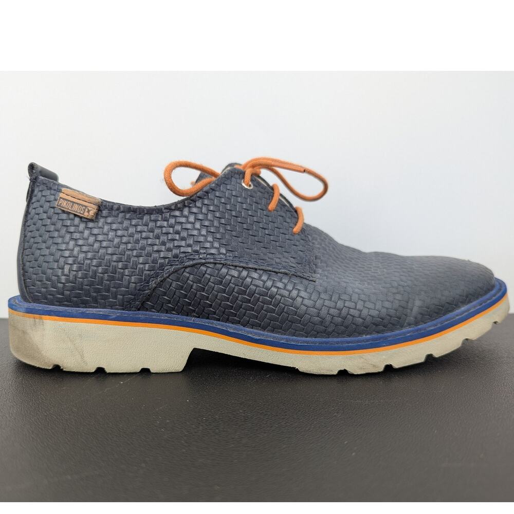 Pikolinos Blue Woven Leather Lace-Up Shoes Men’s 39 Casual Comfort Subtle Accent